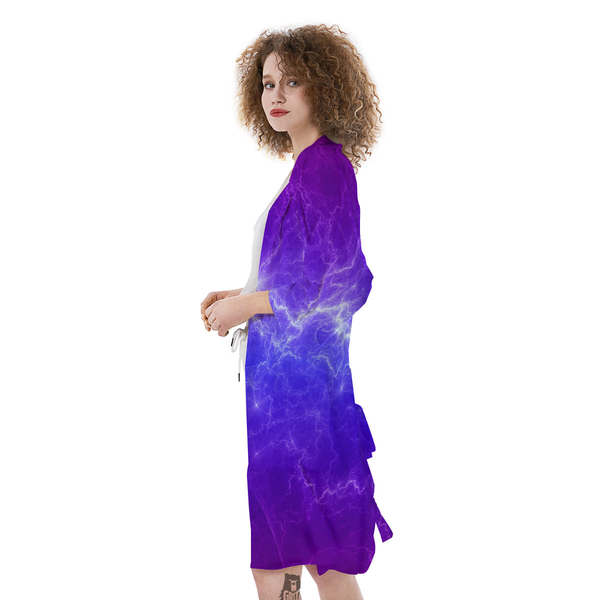 Lightning Purple And Blue Print Kimono-grizzshop