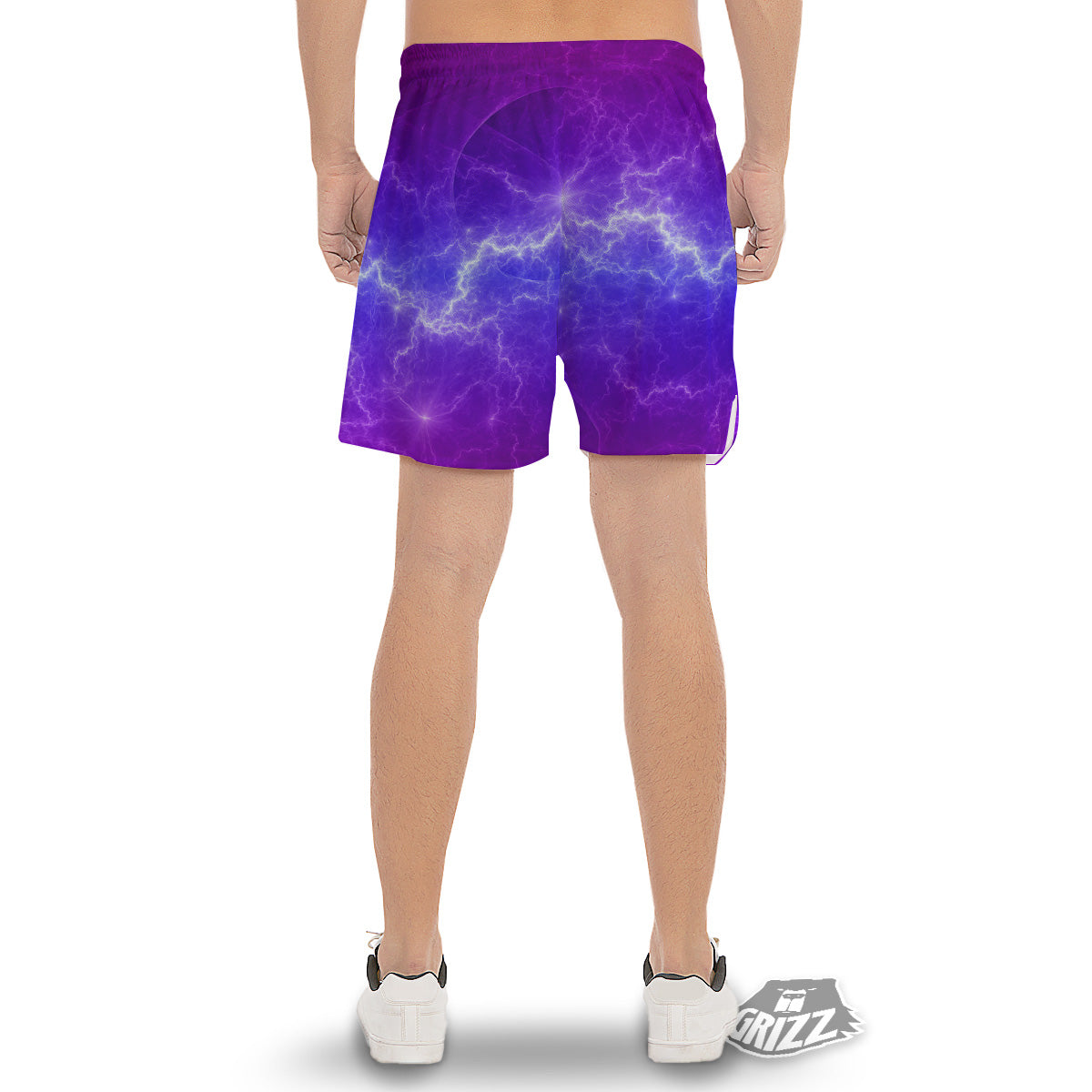 Lightning Purple And Blue Print Men's Gym Shorts-grizzshop