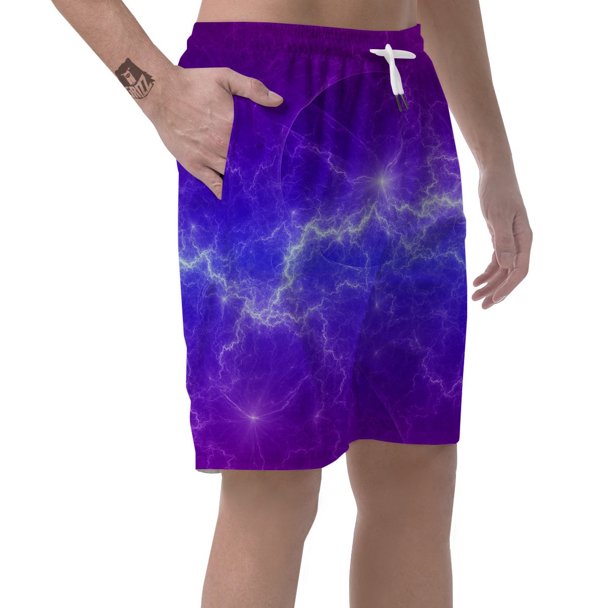 Lightning Purple And Blue Print Men's Shorts-grizzshop