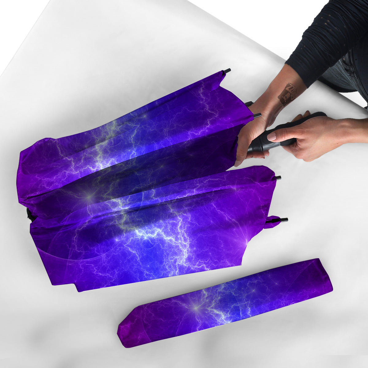 Lightning Purple And Blue Print Umbrella-grizzshop