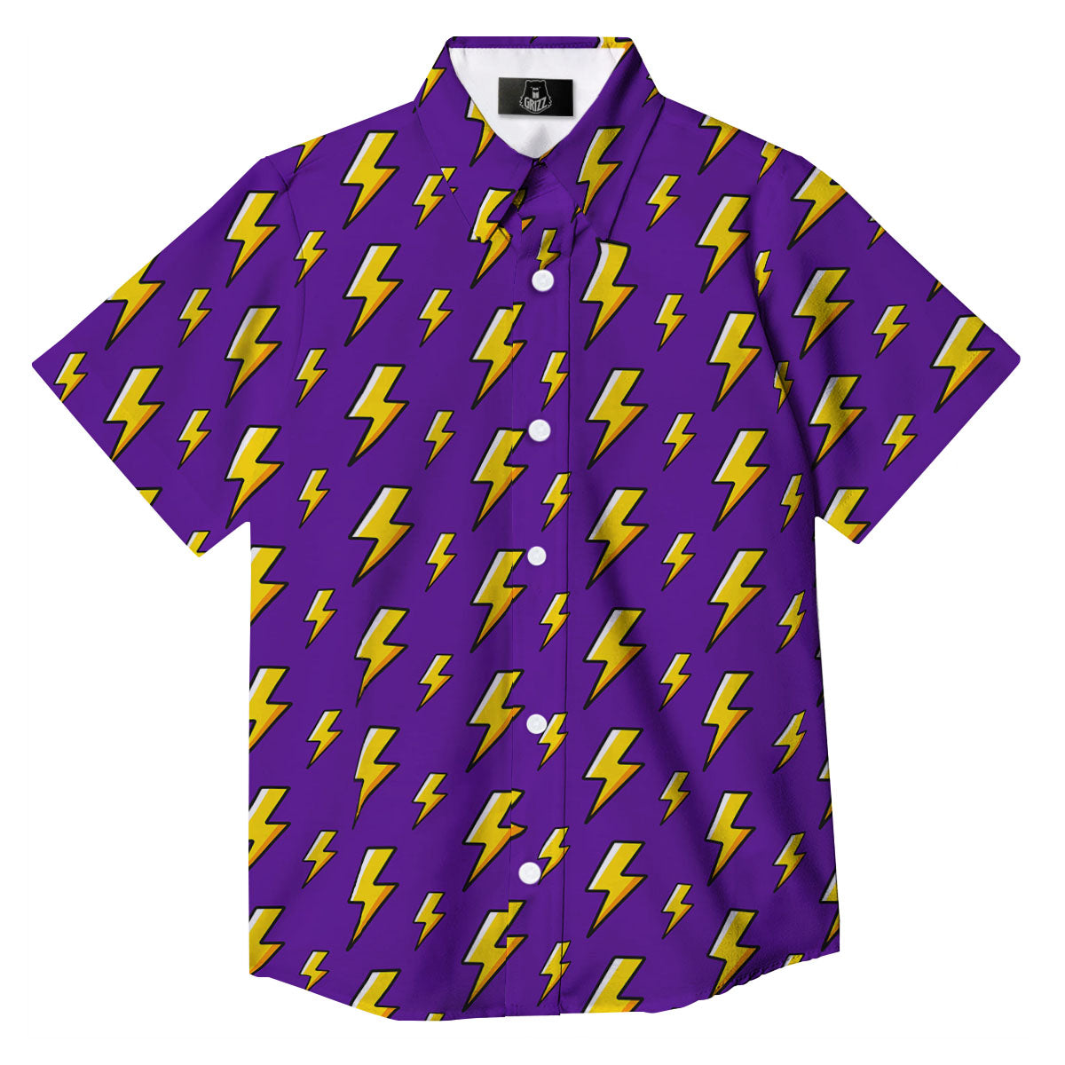 Lightning Purple Print Pattern Button Up Shirt-grizzshop