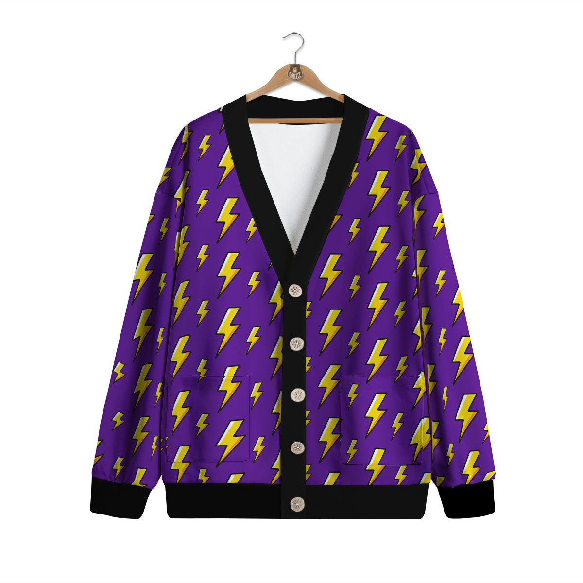Lightning Purple Print Pattern Cardigan-grizzshop