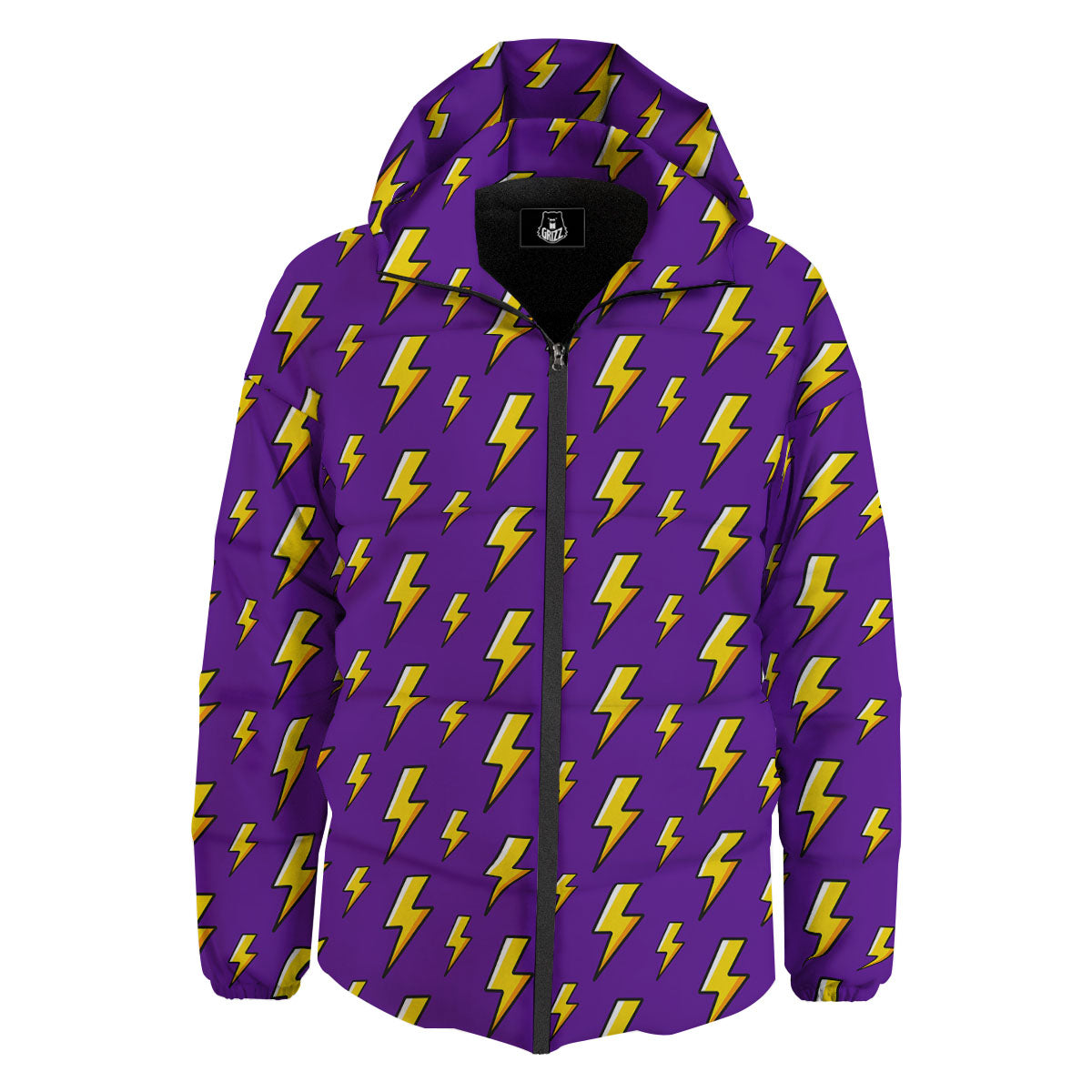Lightning Purple Print Pattern Down Jacket-grizzshop