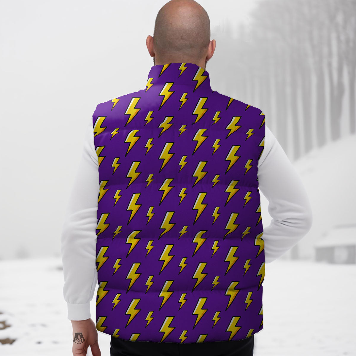 Lightning Purple Print Pattern Down Vest-grizzshop