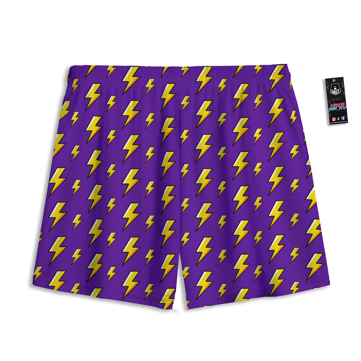 Lightning Purple Print Pattern Mesh Shorts-grizzshop