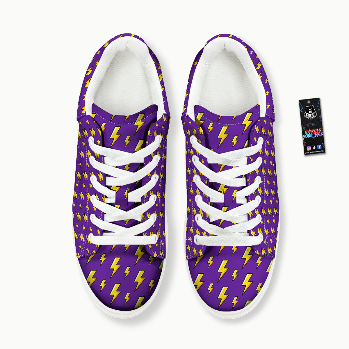 Lightning Purple Print Pattern Platform Shoes-grizzshop