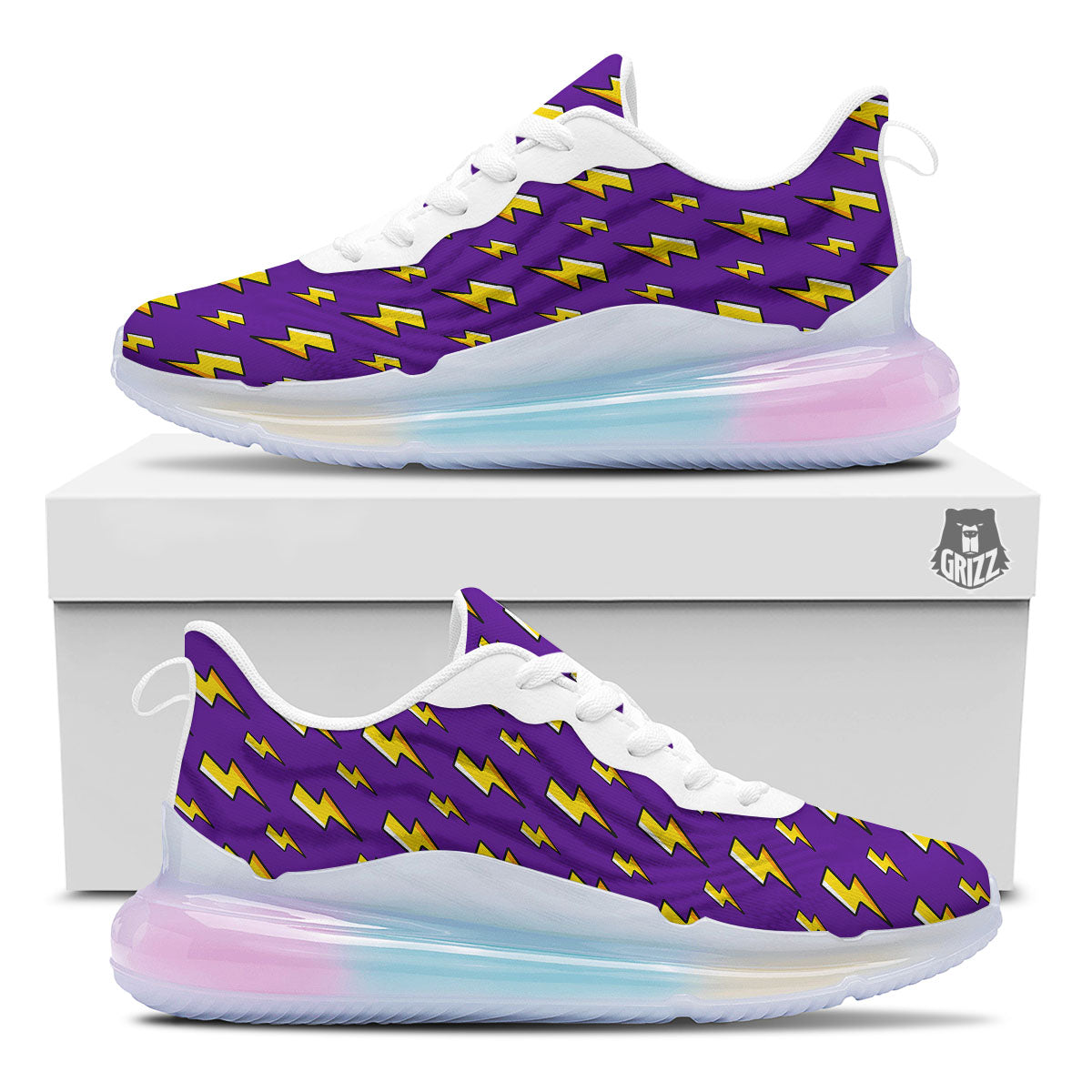 Lightning Purple Print Pattern Running Sneakers-grizzshop