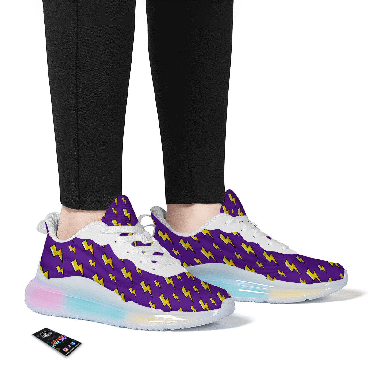 Lightning Purple Print Pattern Running Sneakers-grizzshop