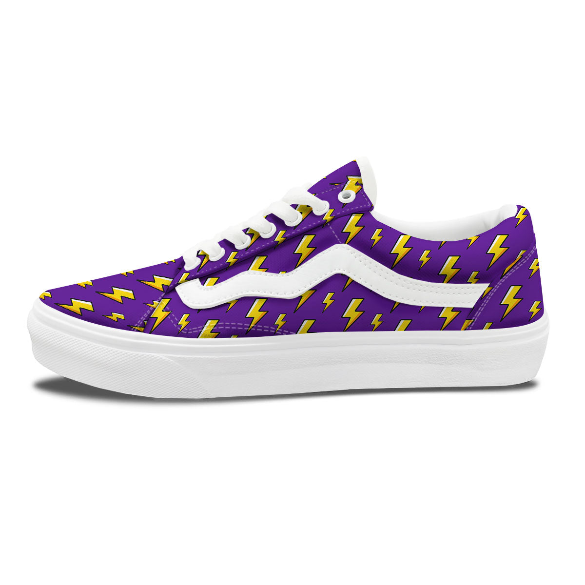 Lightning Purple Print Pattern Skate Shoes-grizzshop