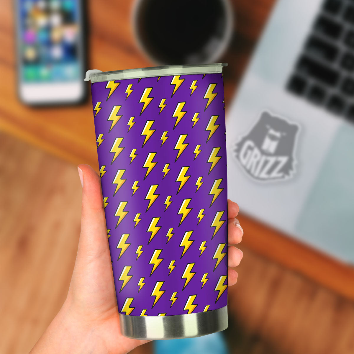 Lightning Purple Print Pattern Tumbler-grizzshop
