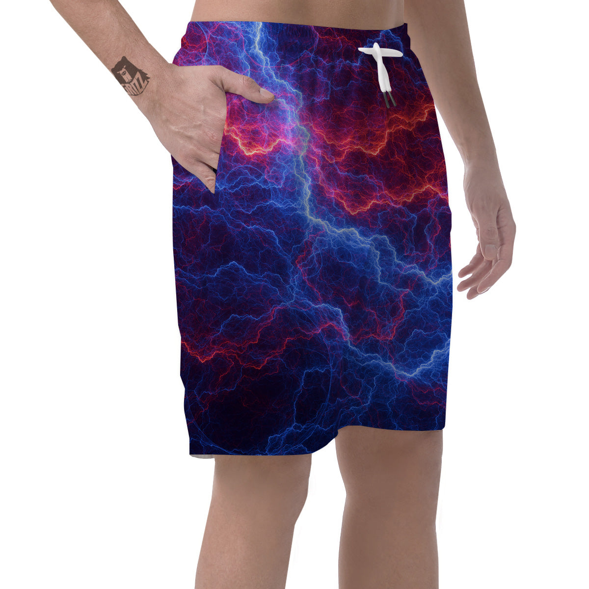 Lightning Red And Blue Print Men's Shorts-grizzshop