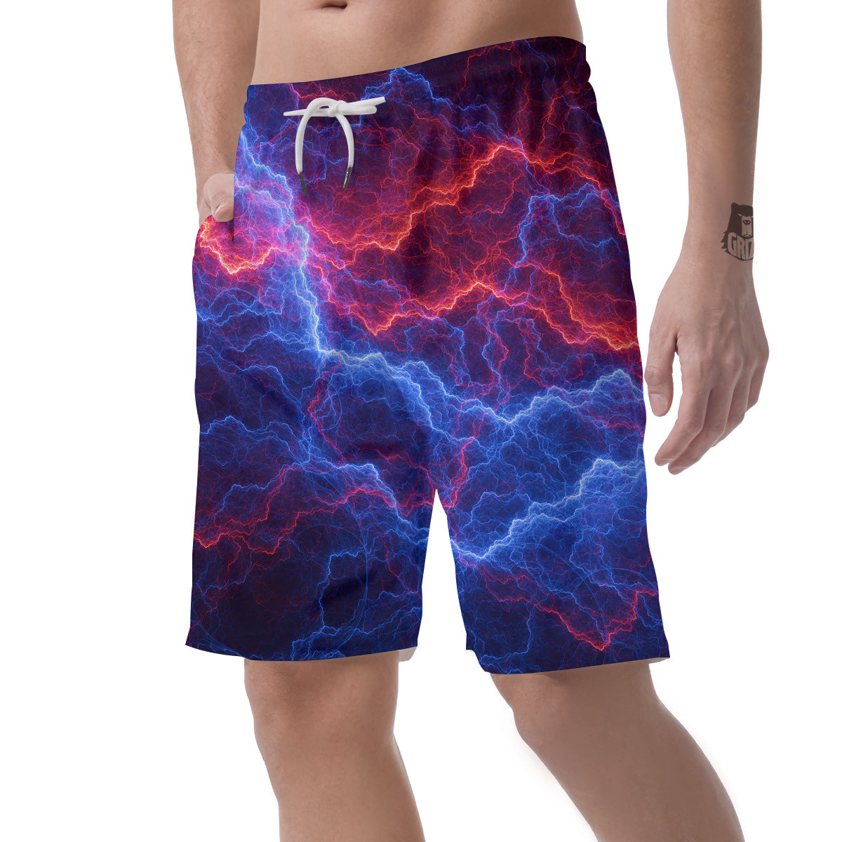 Lightning Red And Blue Print Men's Shorts-grizzshop