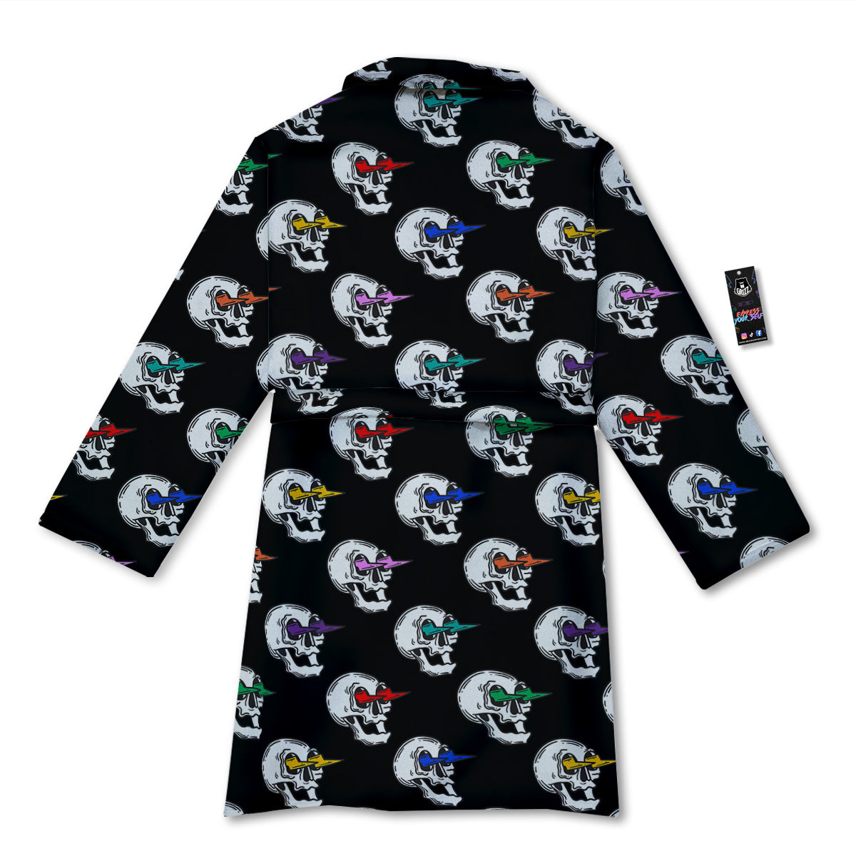 Lightning Skull Print Pattern Bathrobe-grizzshop