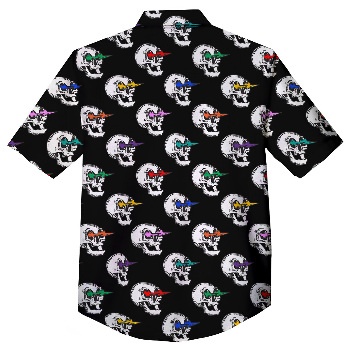 Lightning Skull Print Pattern Button Up Shirt-grizzshop