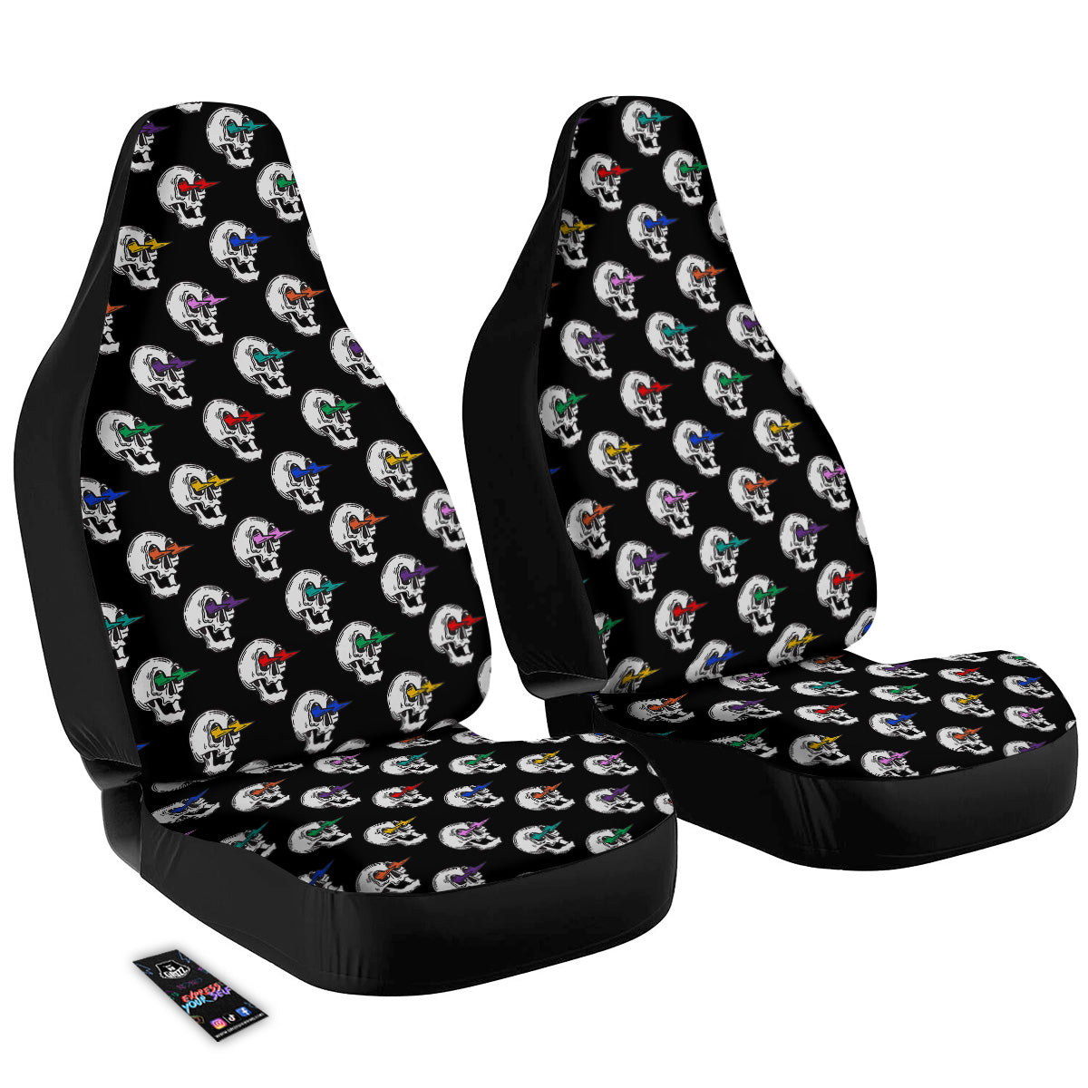 Lightning Skull Print Pattern Car Seat Covers-grizzshop