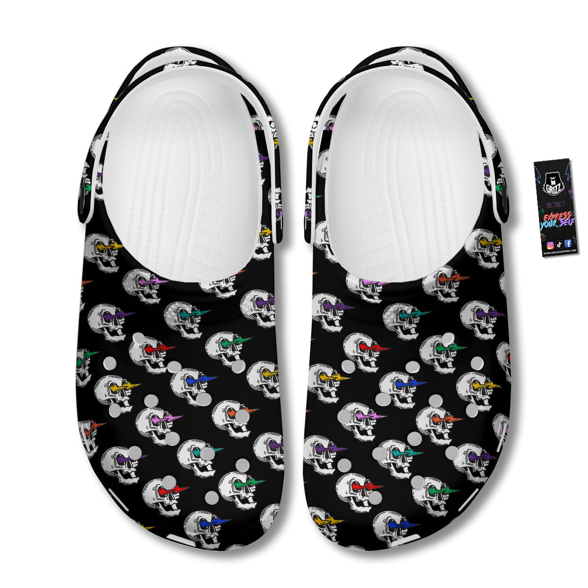 Lightning Skull Print Pattern Clog-grizzshop