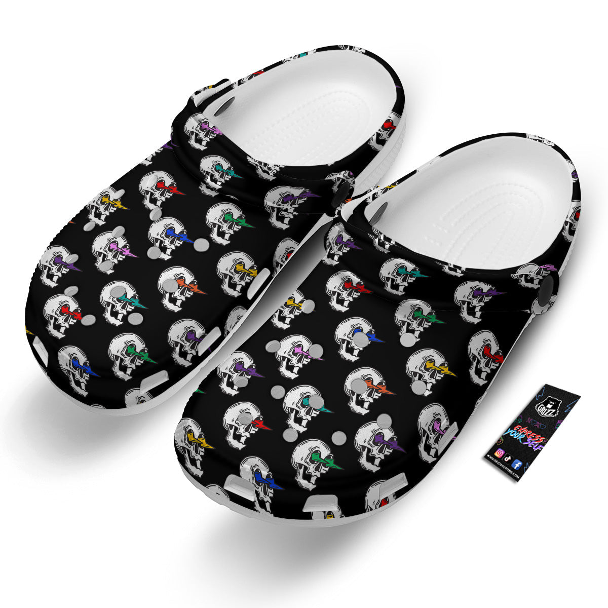 Lightning Skull Print Pattern Clog-grizzshop
