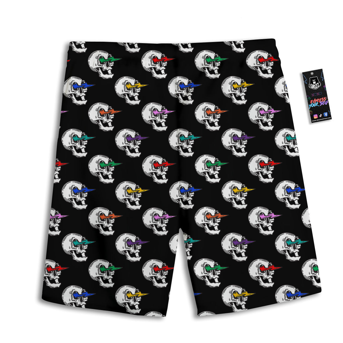 Lightning Skull Print Pattern Men's Athletic Shorts