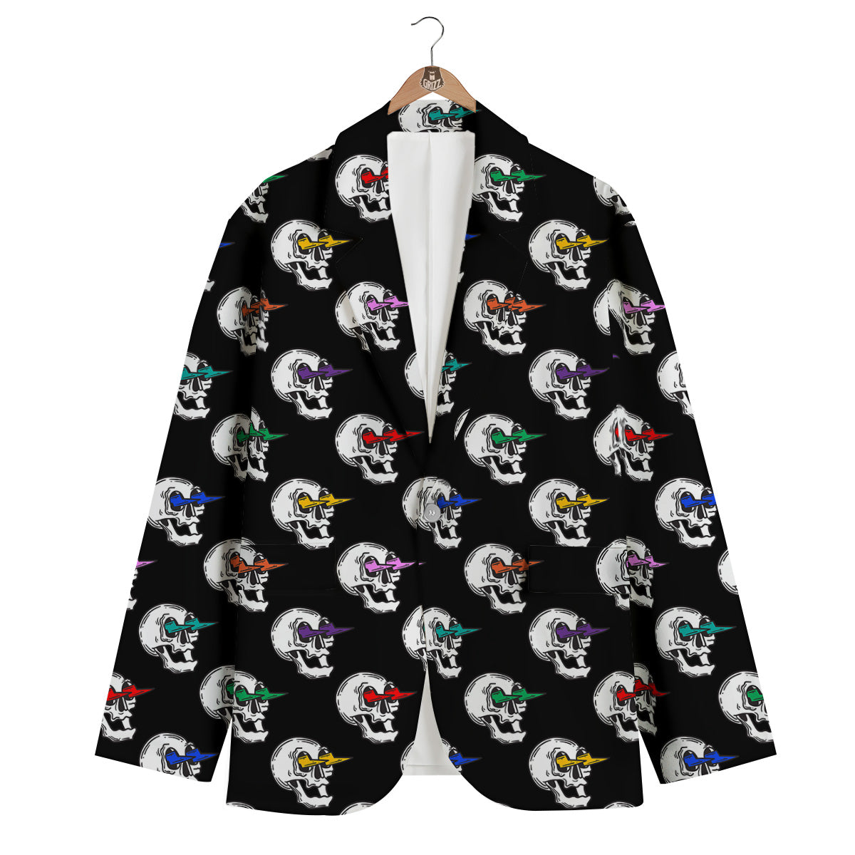 Lightning Skull Print Pattern Men's Blazer-grizzshop