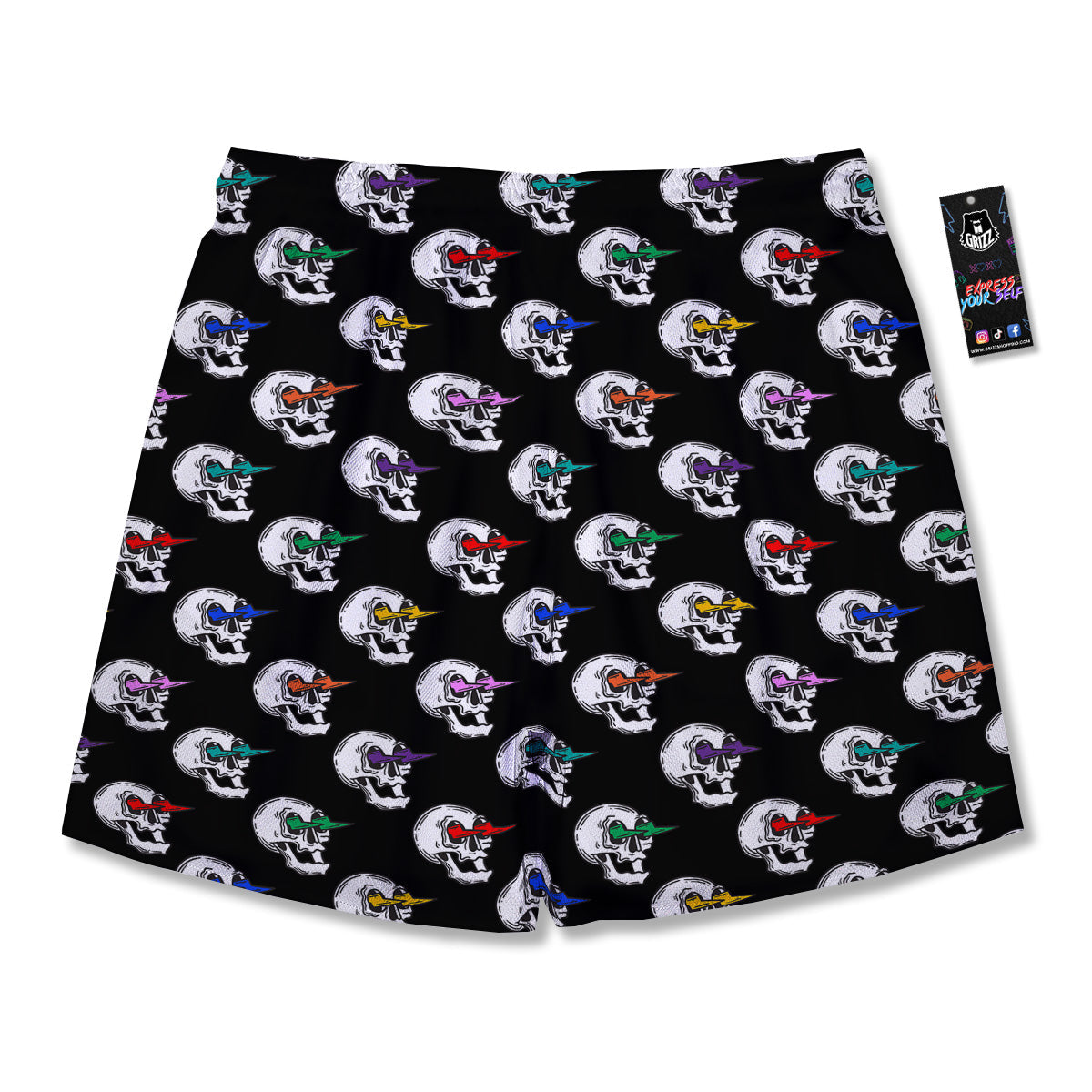 Lightning Skull Print Pattern Men's Running Shorts-grizzshop