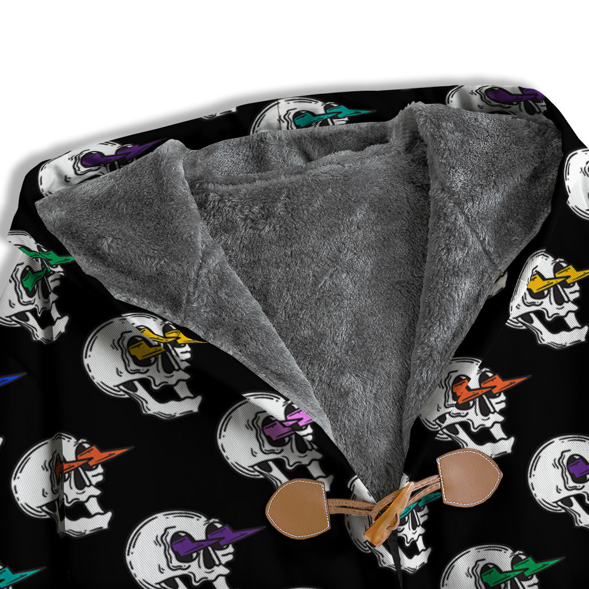 Lightning Skull Print Pattern Men's Windbreaker Jacket-grizzshop