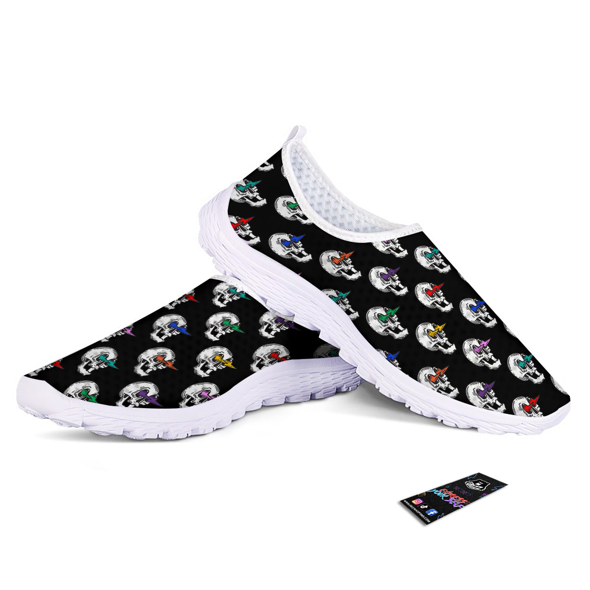 Lightning Skull Print Pattern Nurse Shoes-grizzshop