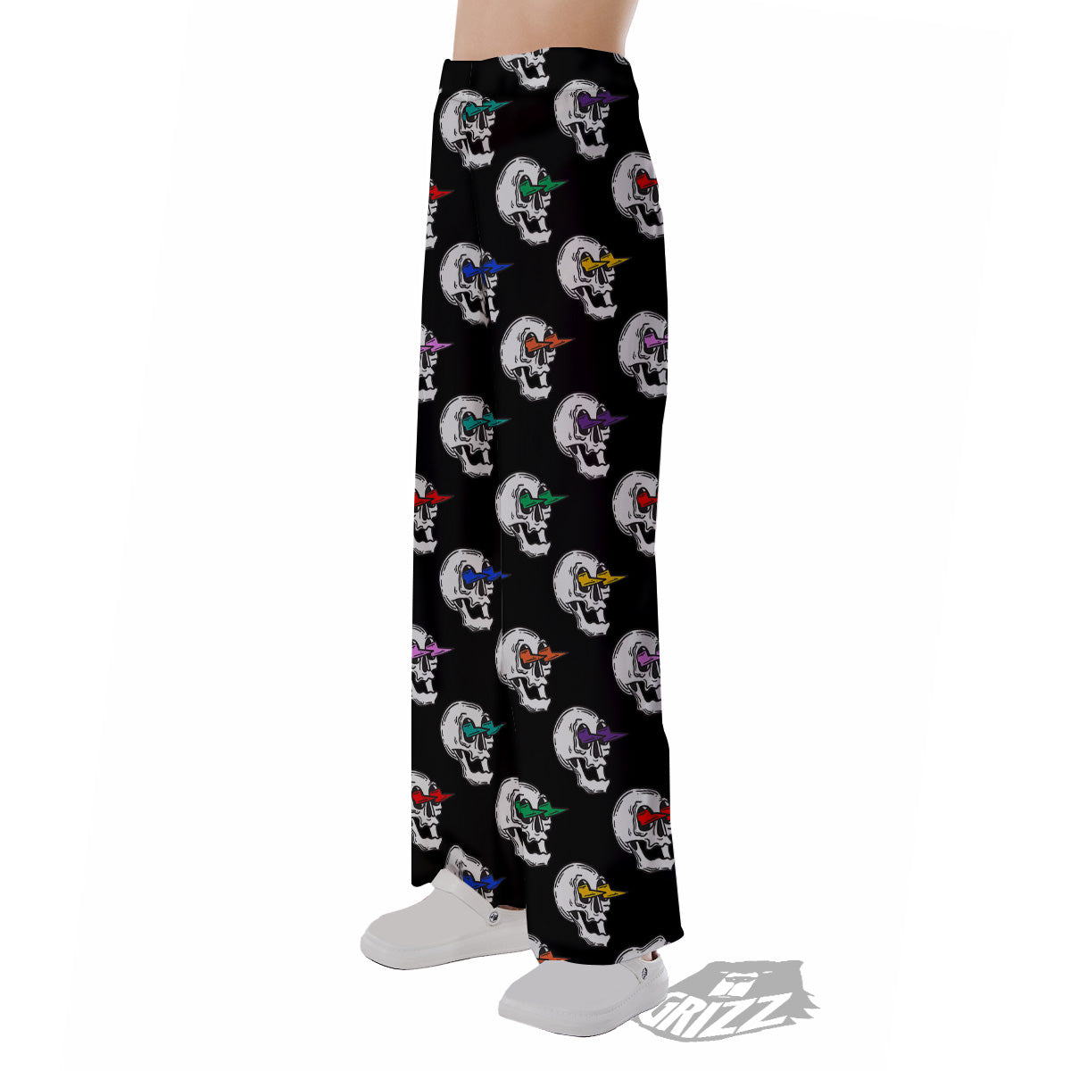 Lightning Skull Print Pattern Pajama Pants-grizzshop