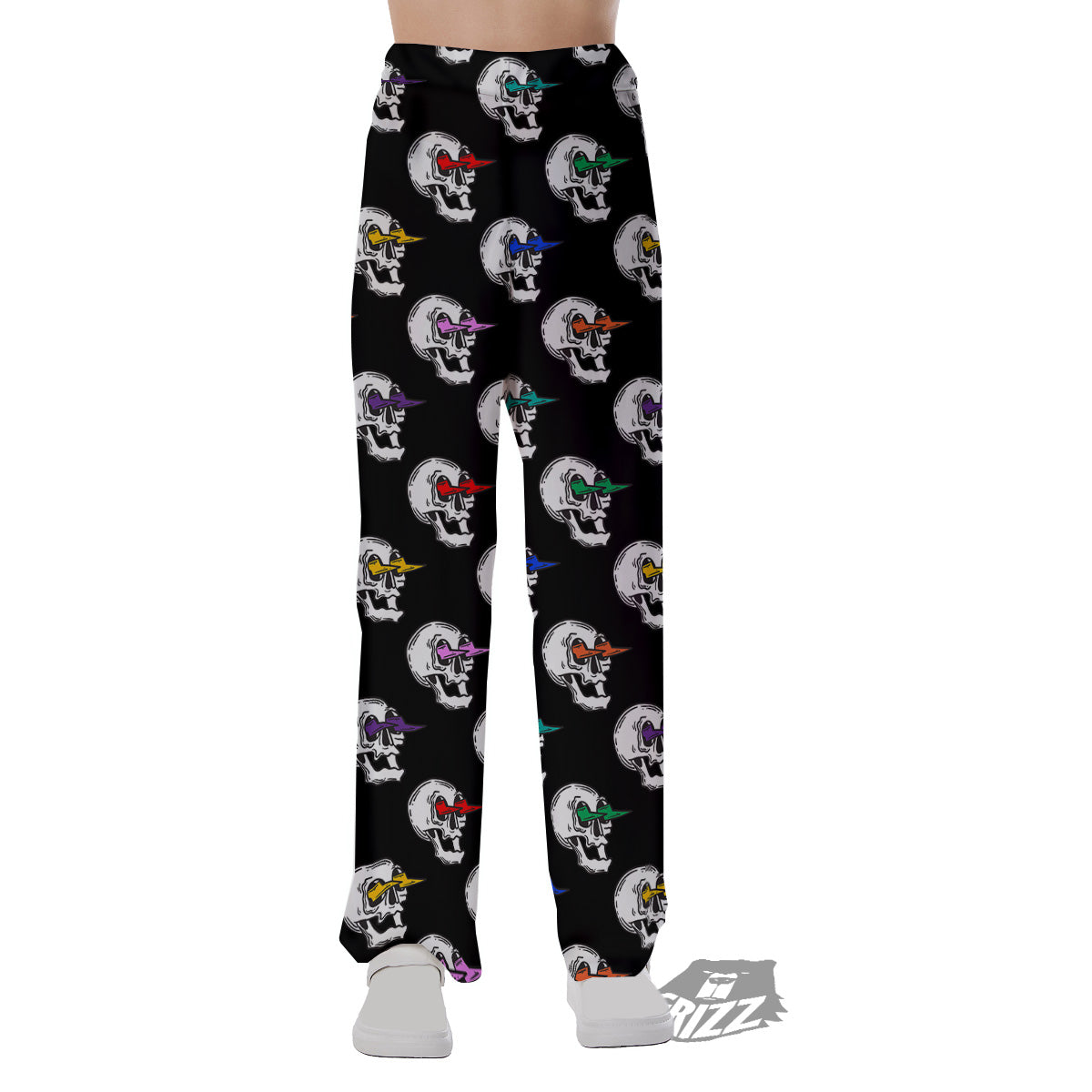 Lightning Skull Print Pattern Pajama Pants-grizzshop