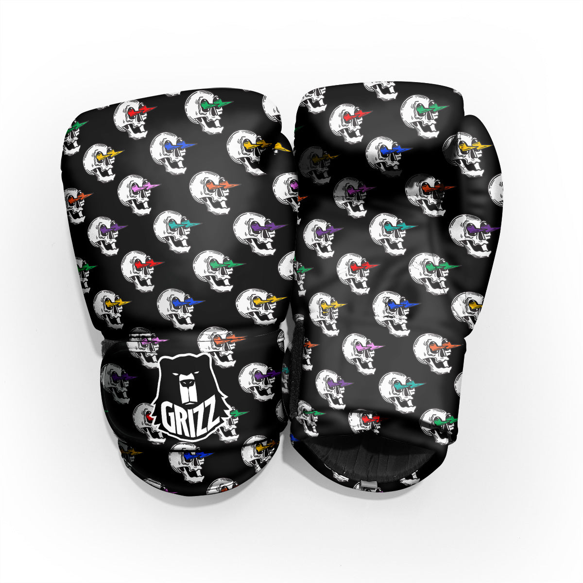 Lightning Skull Print Pattern Sparring Gloves-grizzshop