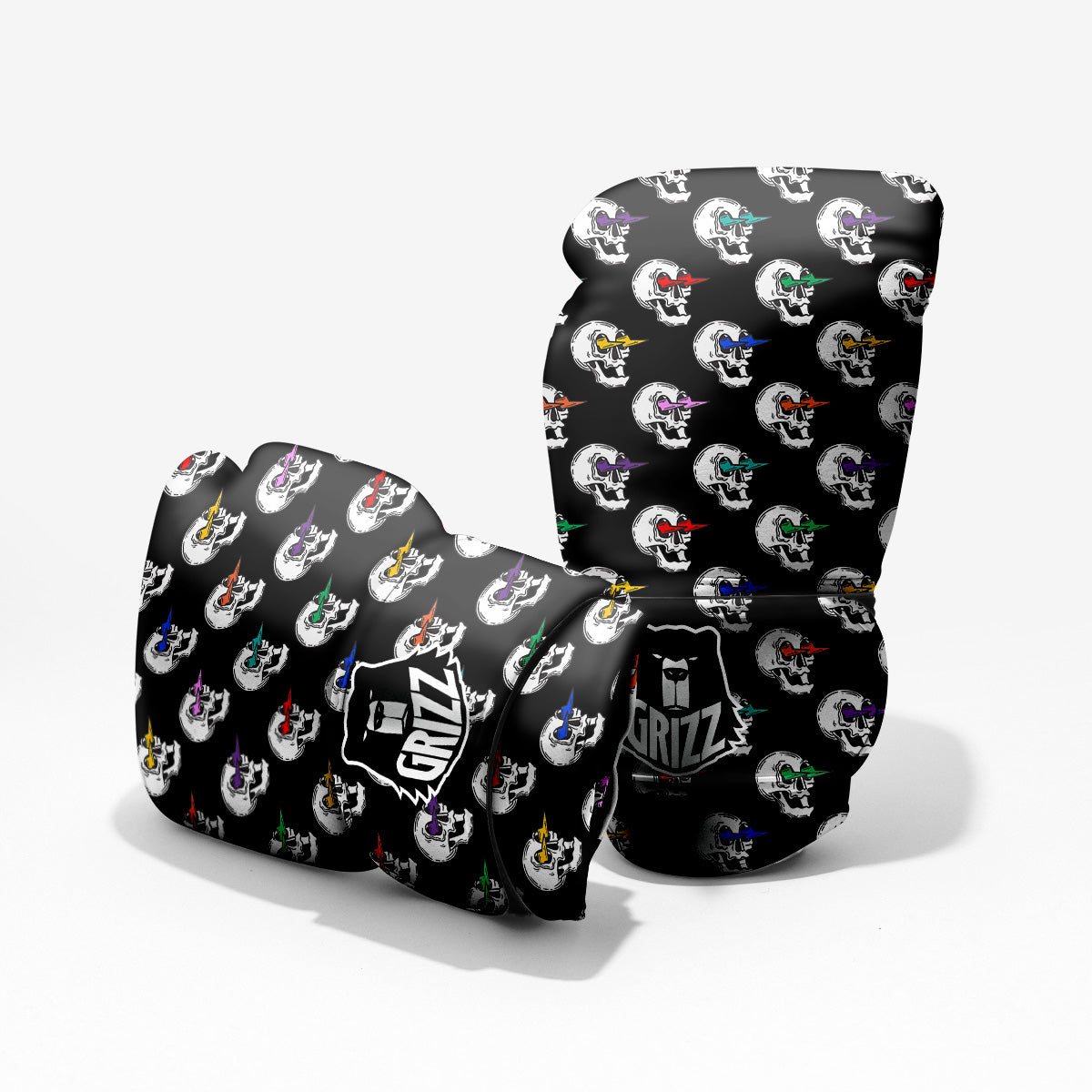 Lightning Skull Print Pattern Sparring Gloves-grizzshop