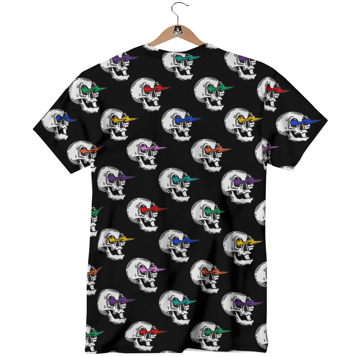 Lightning Skull Print Pattern T-Shirt-grizzshop