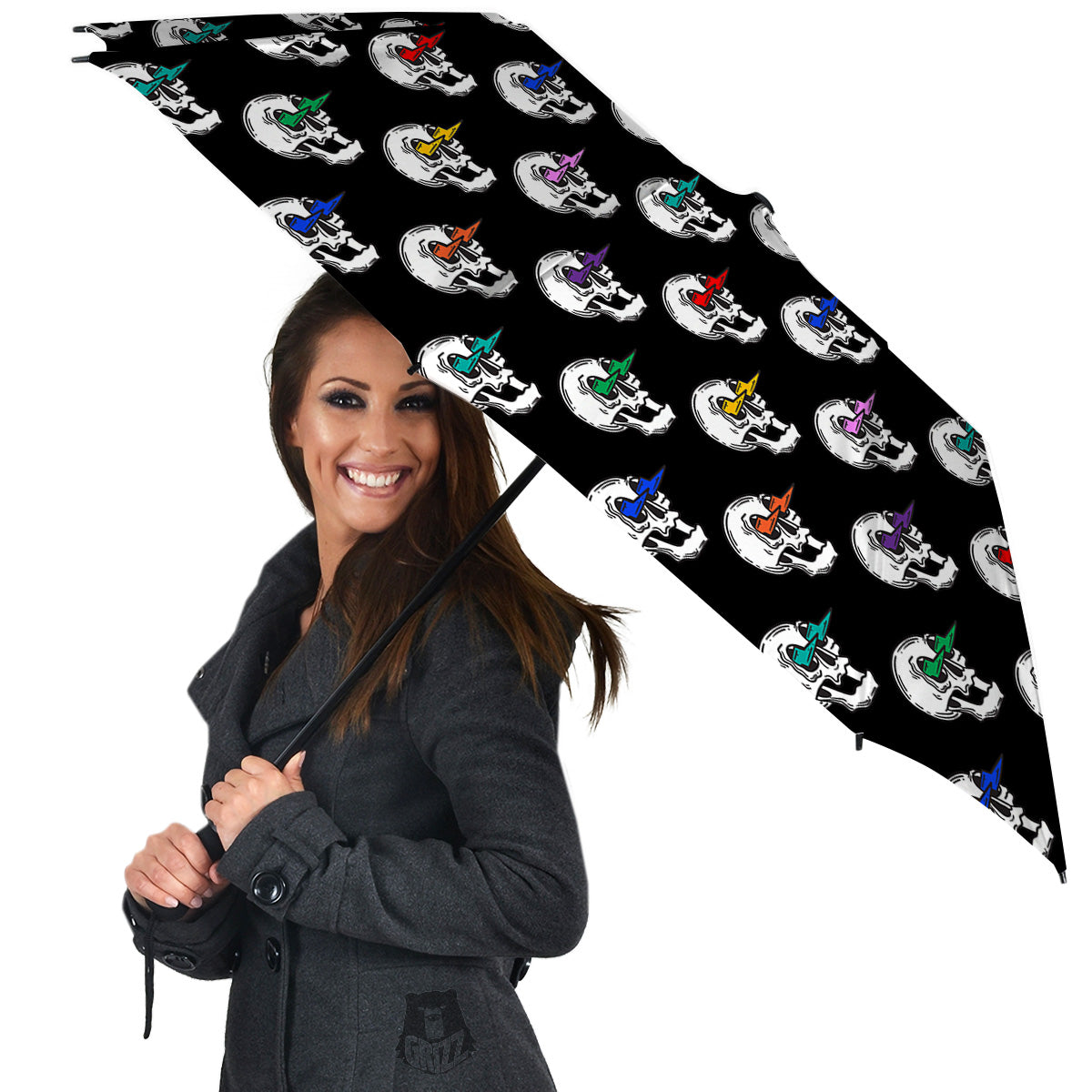 Lightning Skull Print Pattern Umbrella-grizzshop