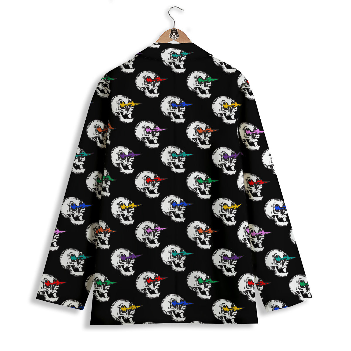 Lightning Skull Print Pattern Women's Blazer-grizzshop