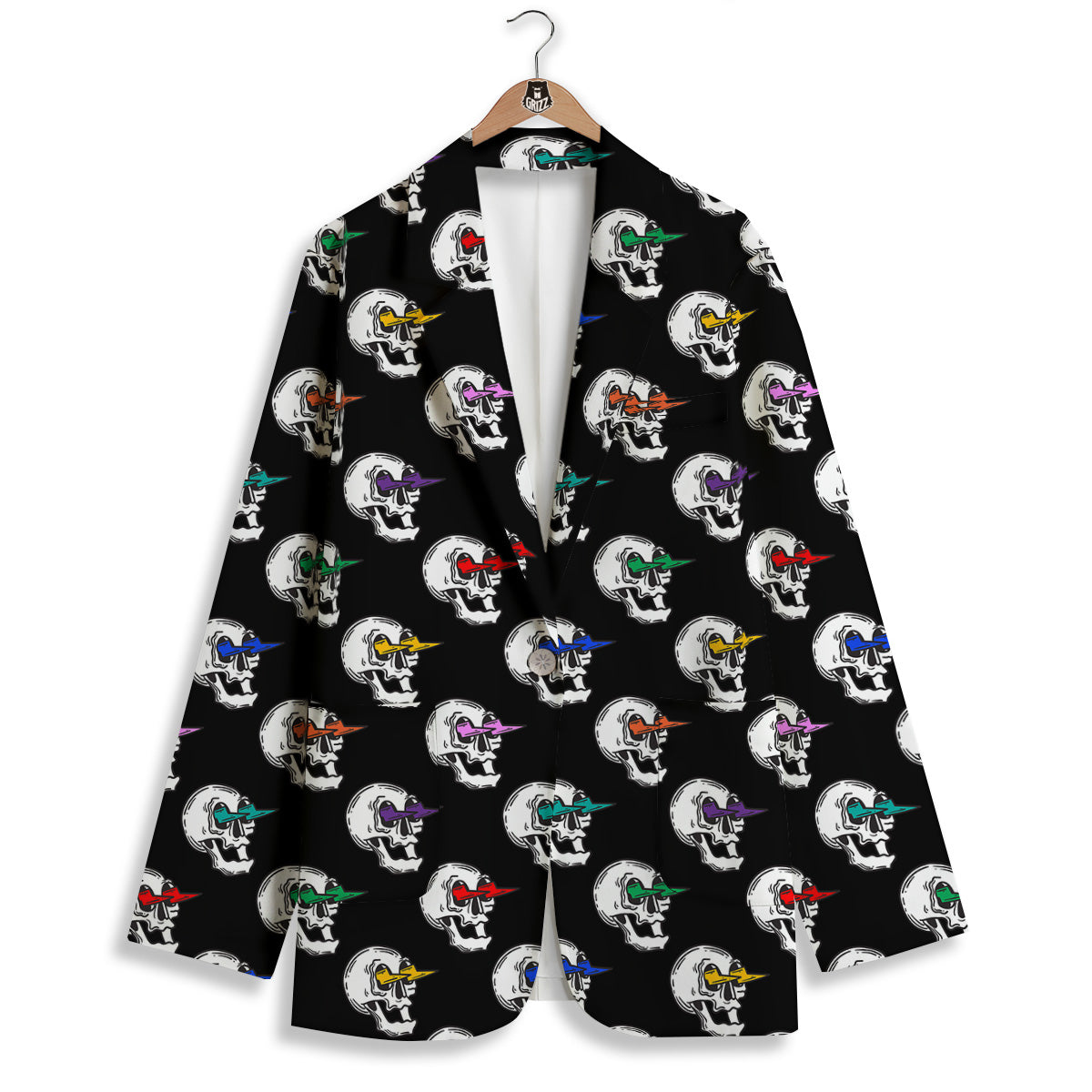 Lightning Skull Print Pattern Women's Blazer-grizzshop