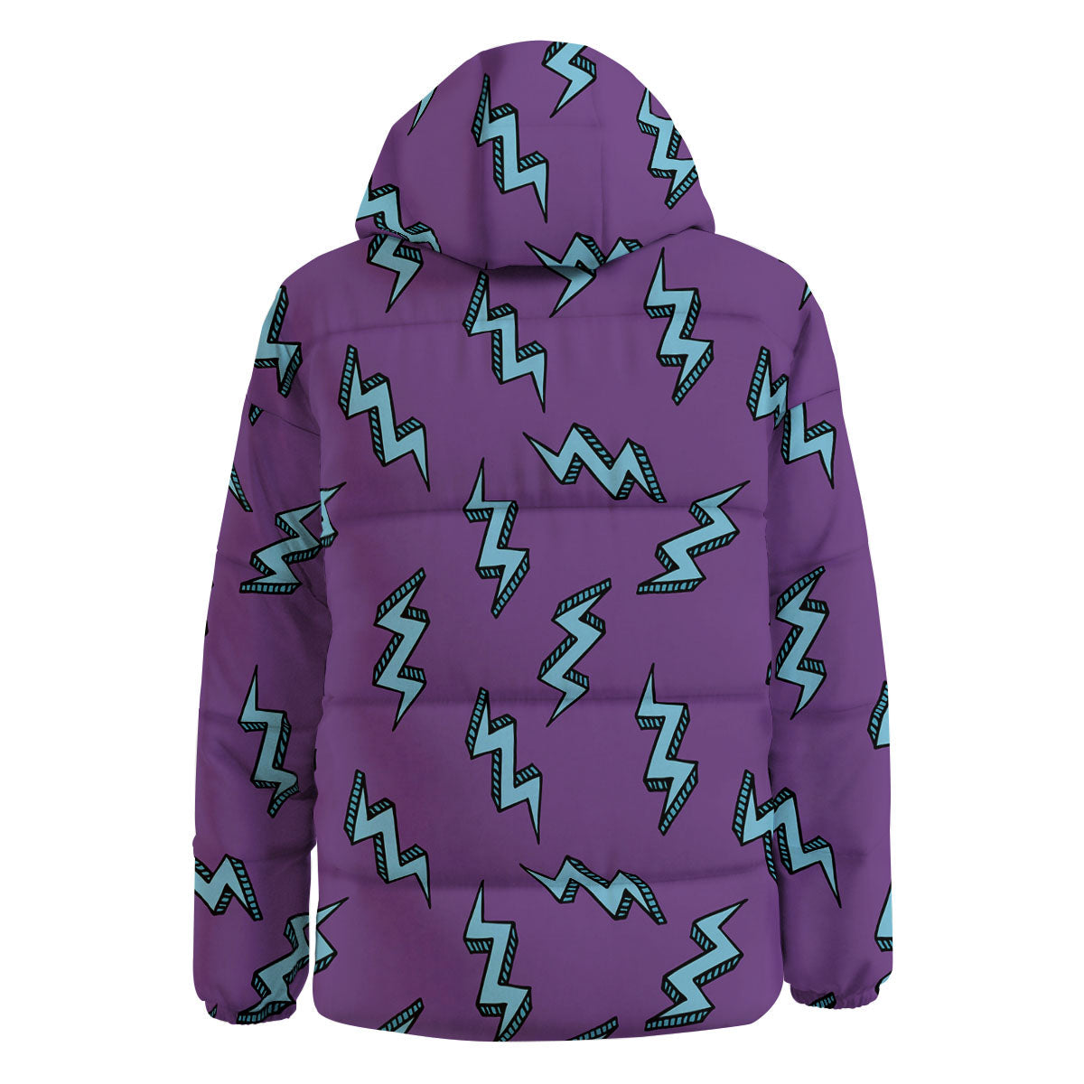 Lightning Teal And Purple Print Pattern Down Jacket-grizzshop