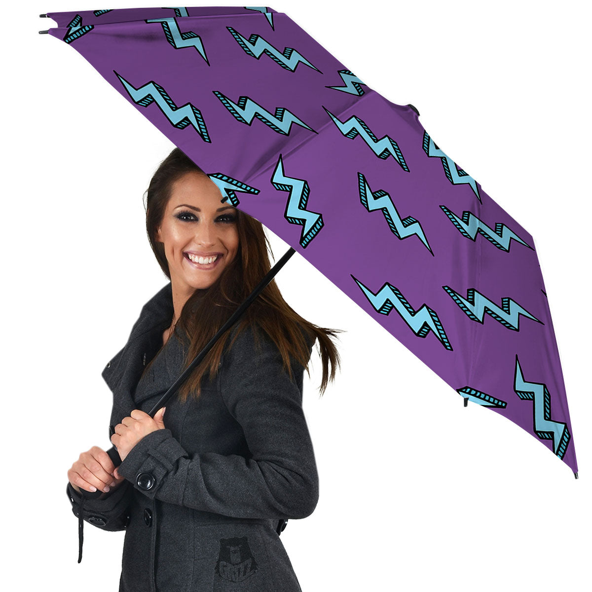 Lightning Teal And Purple Print Pattern Umbrella-grizzshop