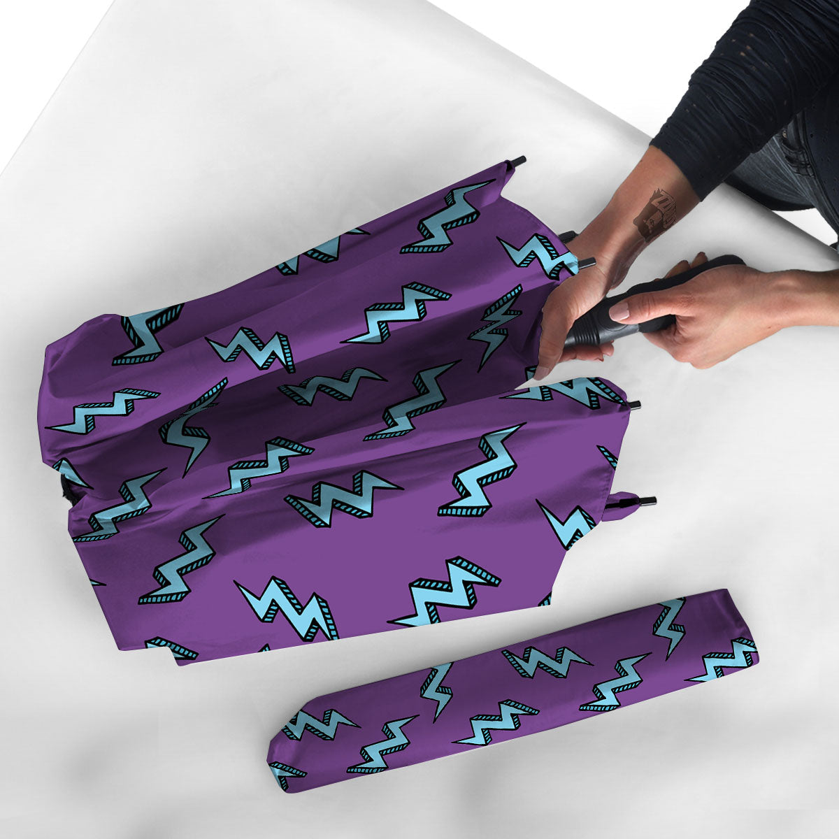 Lightning Teal And Purple Print Pattern Umbrella-grizzshop