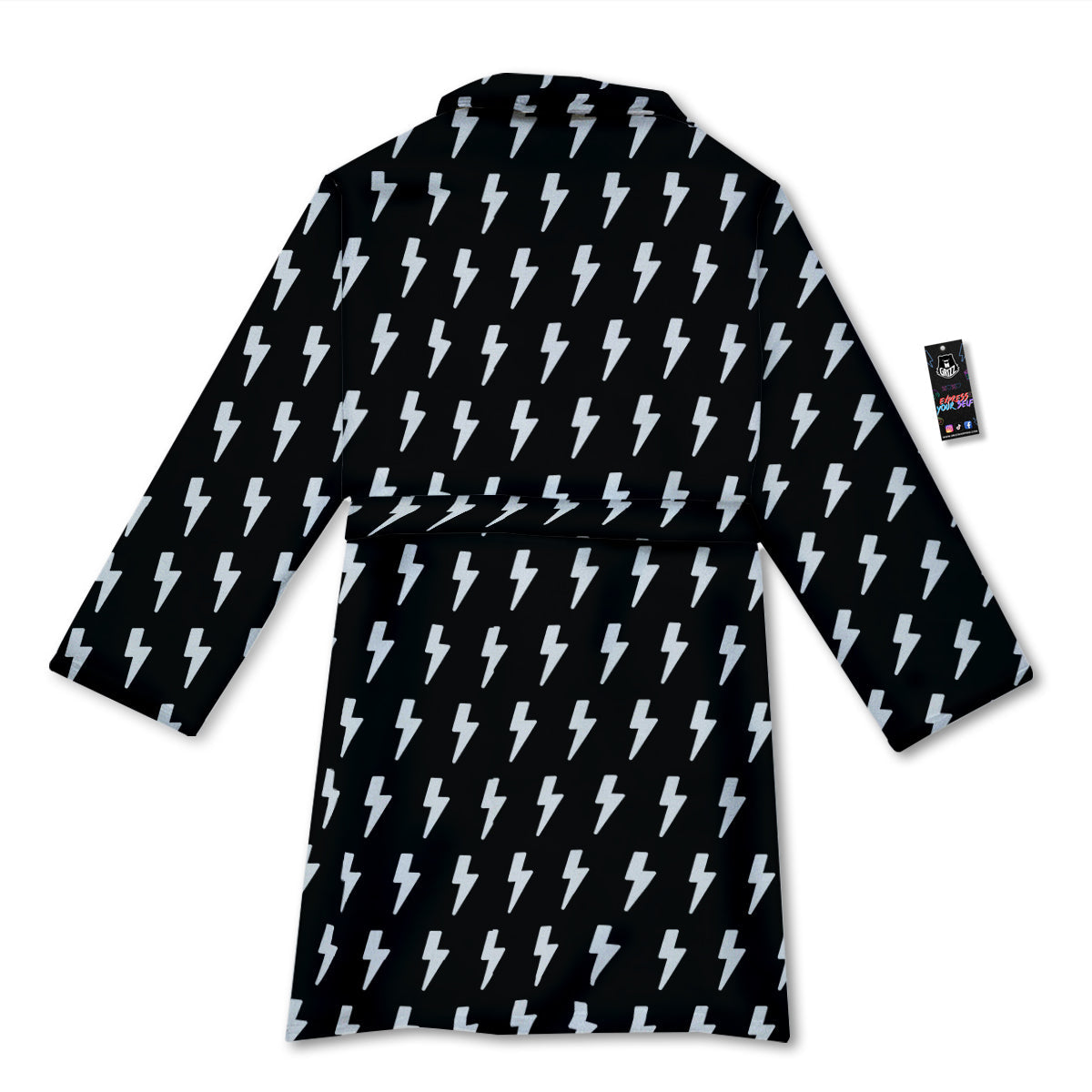 Lightning White And Black Print Pattern Bathrobe-grizzshop