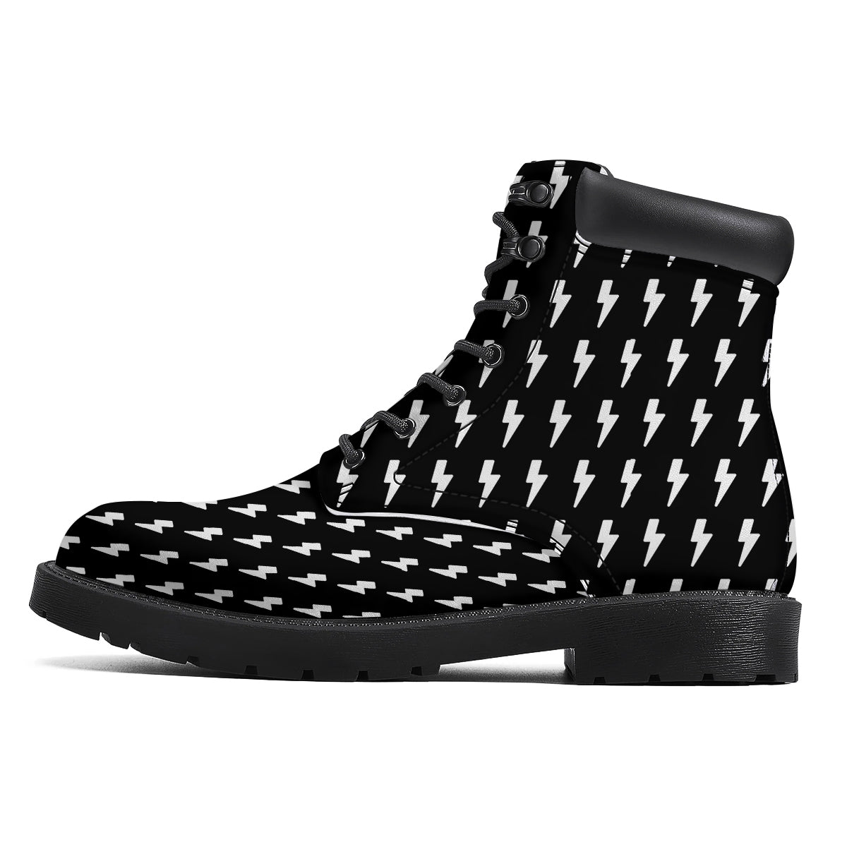 Lightning White And Black Print Pattern Boots-grizzshop