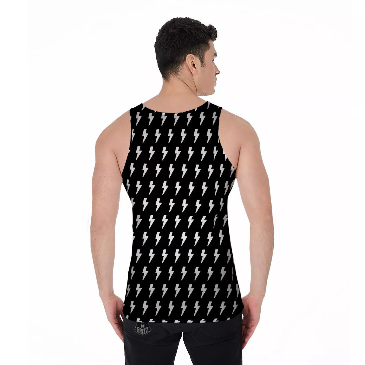 Lightning White And Black Print Pattern Men's Tank Top-grizzshop