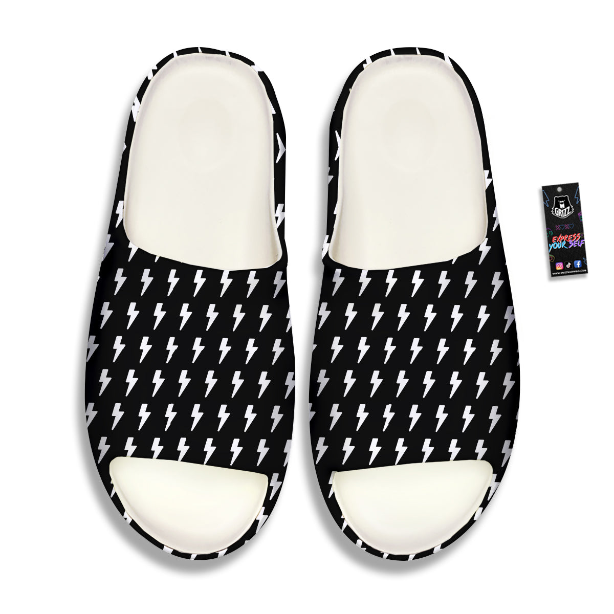 Lightning White And Black Print Pattern Sandals-grizzshop