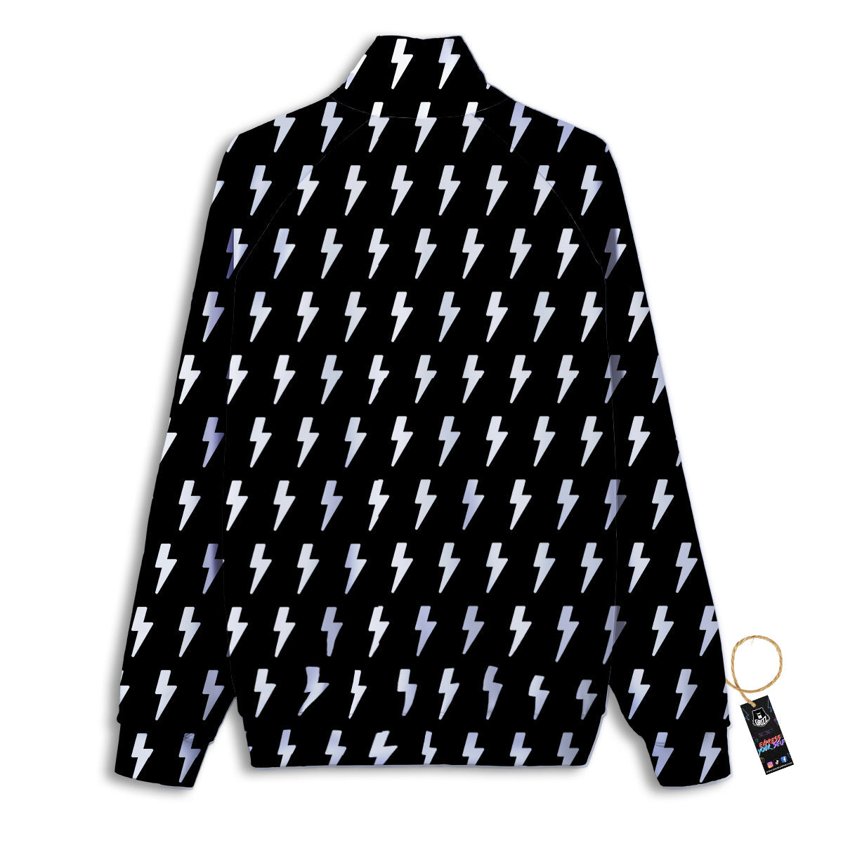 Lightning White And Black Print Pattern Track Jacket-grizzshop