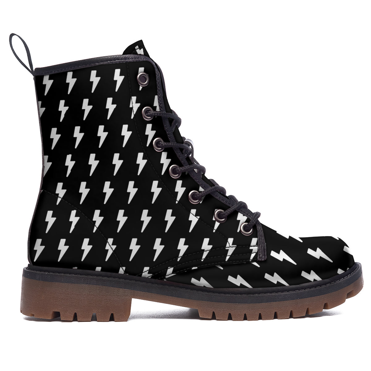 Lightning White And Black Print Pattern Work Boots-grizzshop