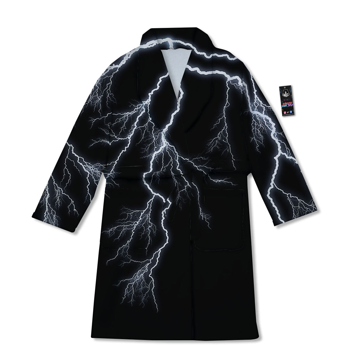 Lightning White Electric Print Bathrobe-grizzshop