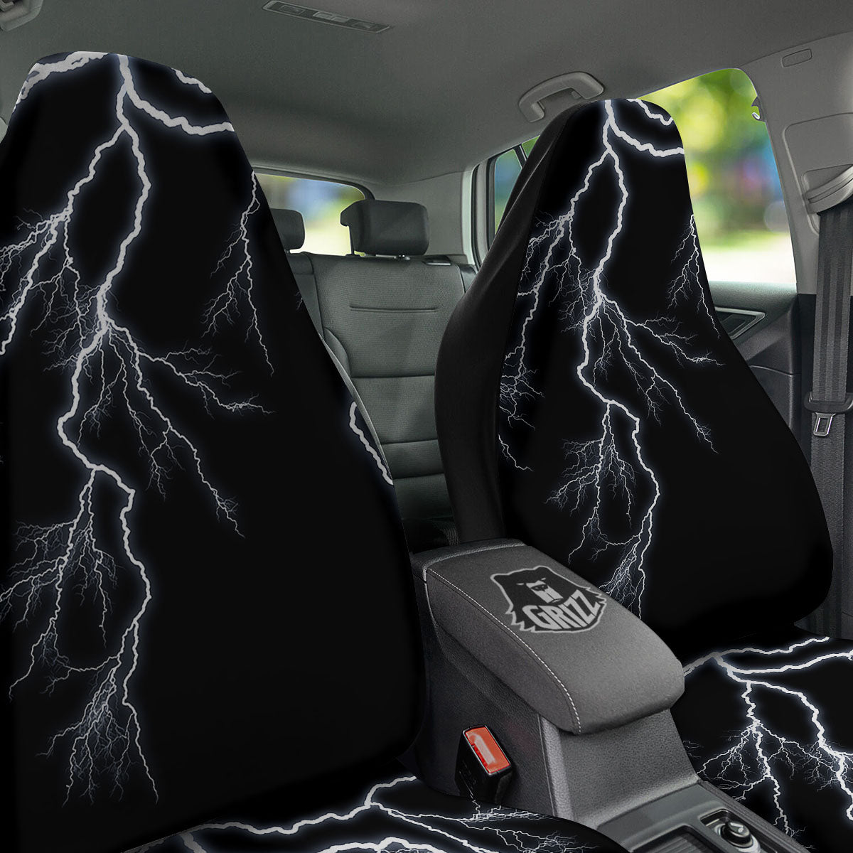 Lightning White Electric Print Car Seat Covers-grizzshop