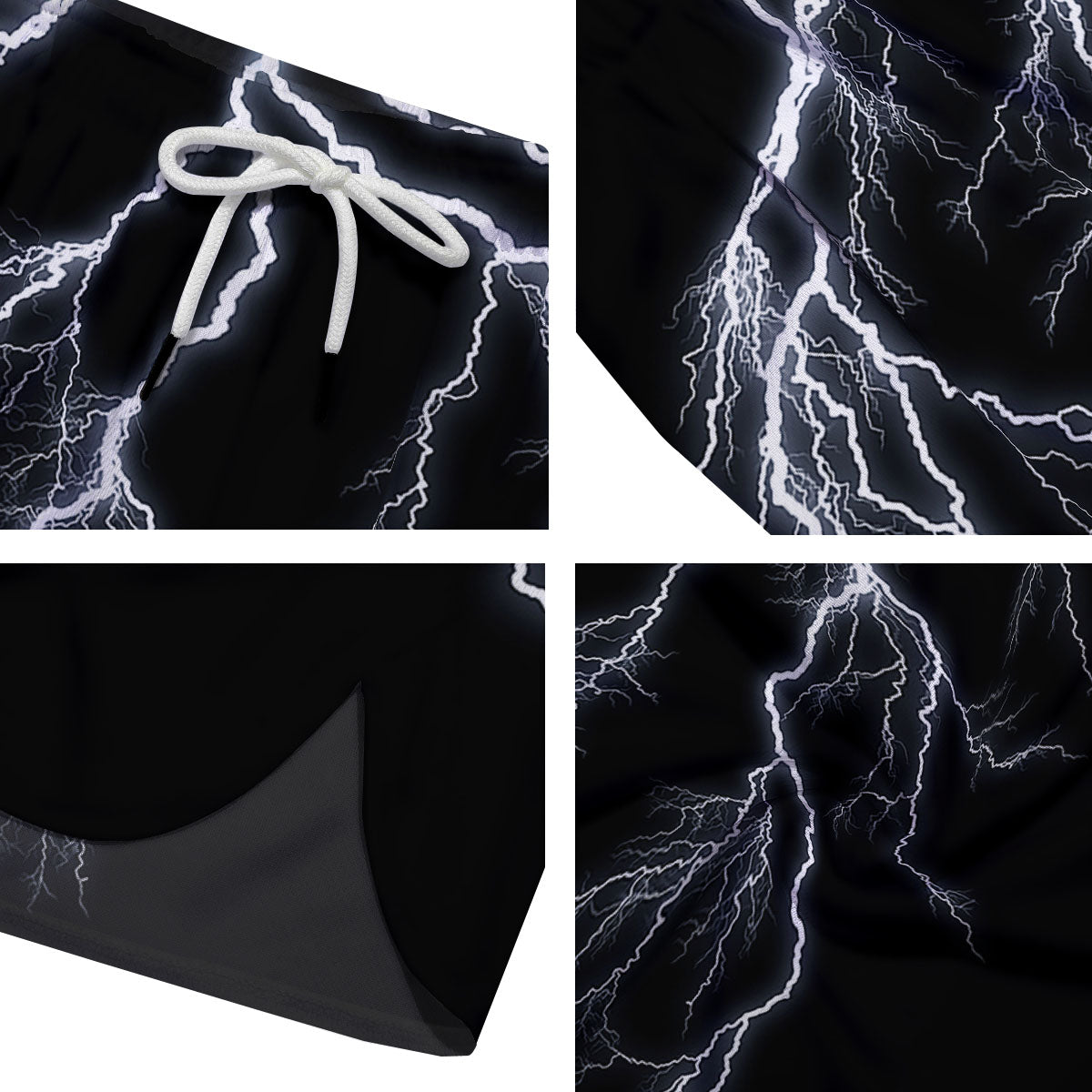 Lightning White Electric Print Men's Running Shorts-grizzshop