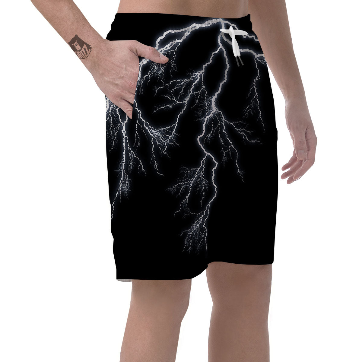 Lightning White Electric Print Men's Shorts-grizzshop