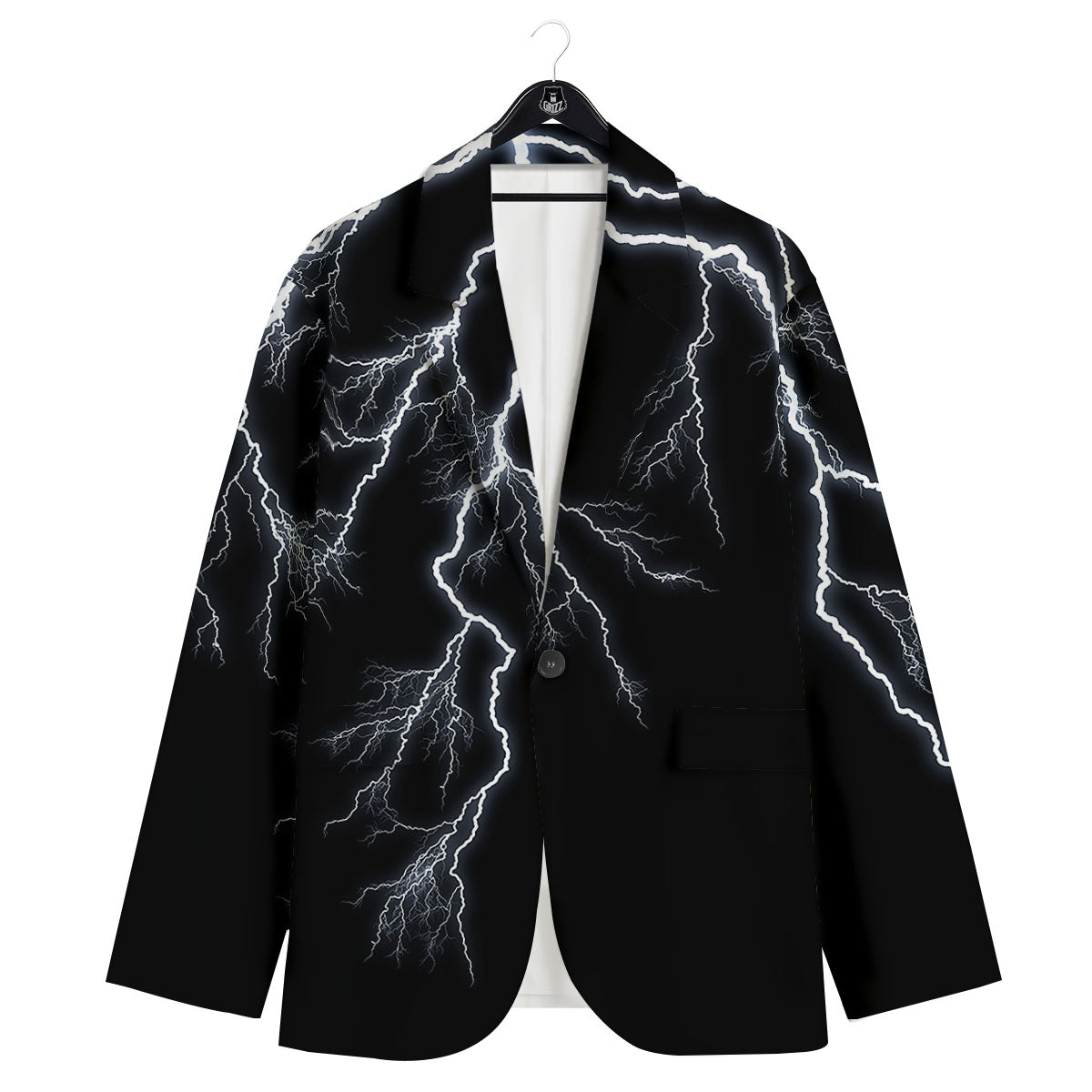 Lightning White Electric Print Men's Sport Coat-grizzshop