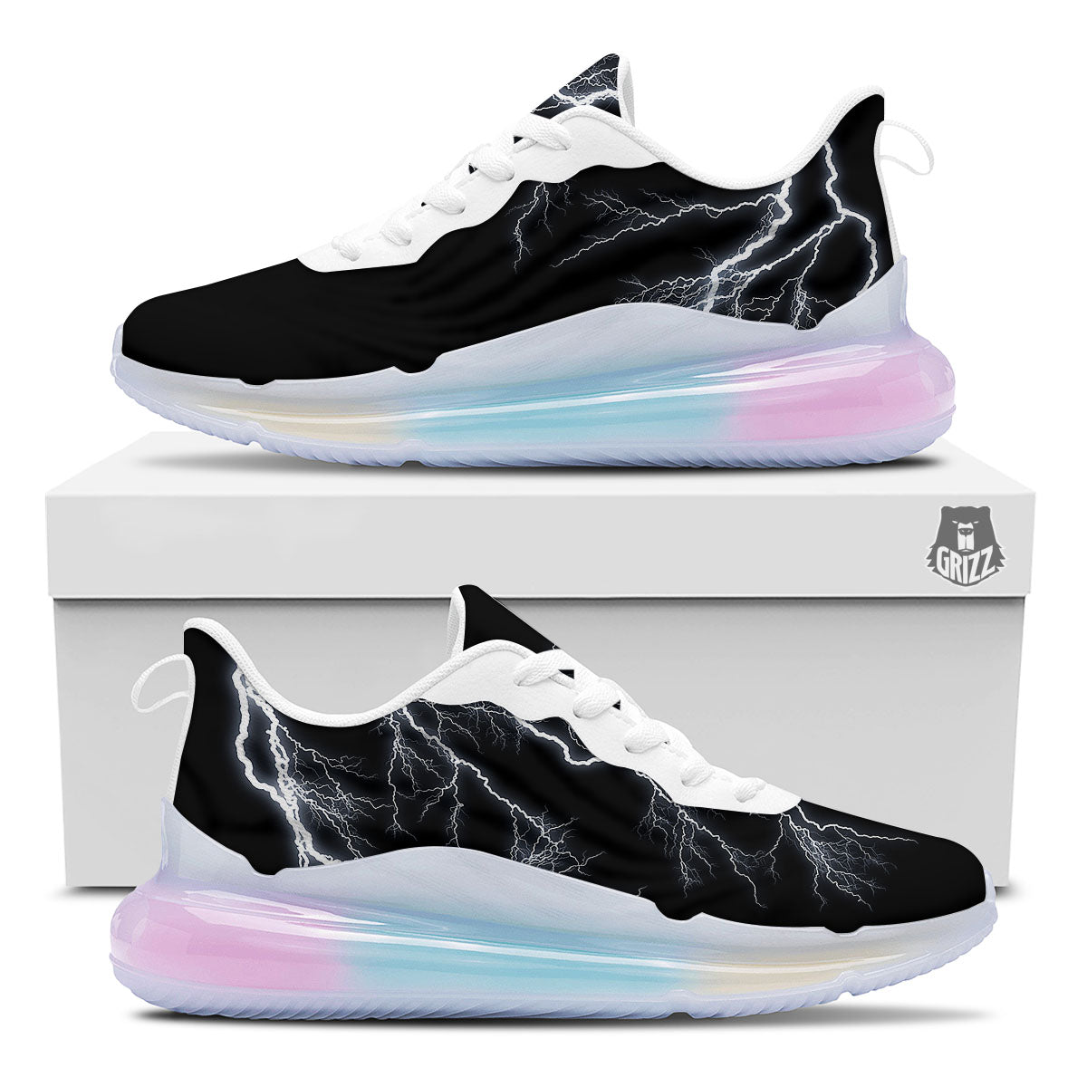 Lightning White Electric Print Running Sneakers-grizzshop