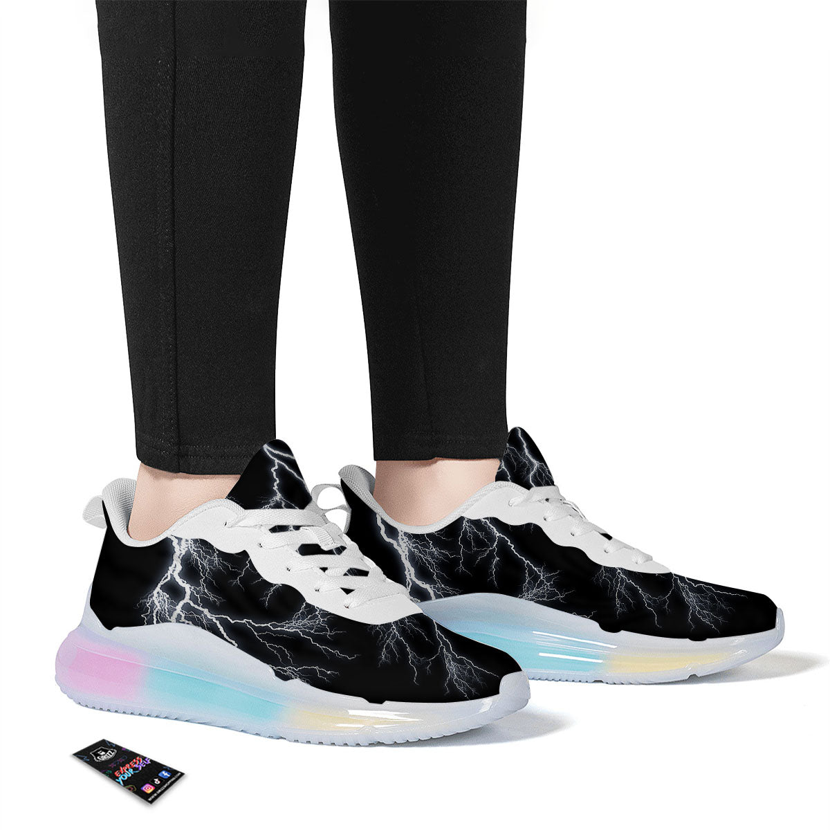 Lightning White Electric Print Running Sneakers-grizzshop